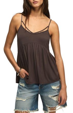 Lucky Brand Sandwash Braided Strap Babydoll Camisole in Raven at Nordstrom, Size X-Small