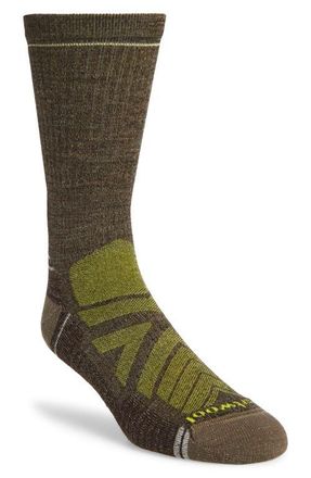Smartwool Hike Light Cushion Crew Socks in Military Olive-Fossil at Nordstrom, Size X-Large