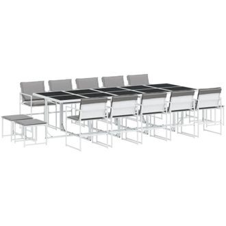 vidaXL Juego De Comedor De Jard&iacute;n 15 Pzas Con Cojines Textilene Blanco Vidaxl