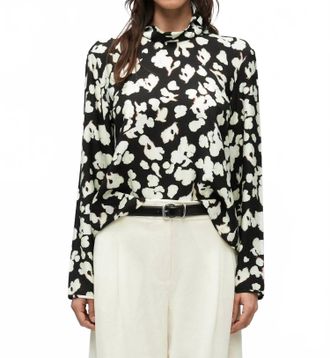 Proenza Schouler Ansel Long Sleeves Top In Black Floral