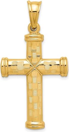 Diamond2Deal 14k Yellow Gold Hollow Diamond-cut Cross Pendant