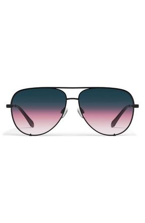 Quay High Key 64mm Gradient Oversize Aviator Sunglasses in Black/Teal Glow at Nordstrom