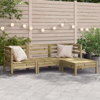 vidaXL Sof&aacute; De Jard&iacute;n 3 Plazas Con Reposapi&eacute;s Madera Pino Impregnada Vidaxl
