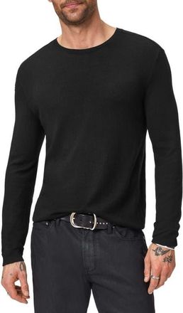 John Varvatos Novas Regular Fit Alpaca & Silk Sweater in Black at Nordstrom, Size Medium