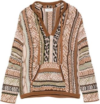Laneus Patterned Knitted Hoodie