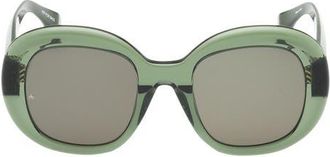 Rag & Bone 52mm Round Sunglasses in Crystal Olive /Green Lenses at Nordstrom