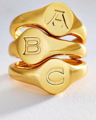 Luv AJ Initial Oval Signet Ring