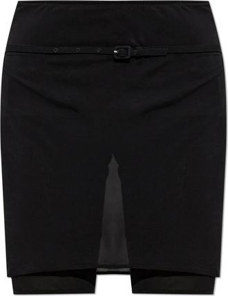 Courr&egrave;ges Skort met Riem - Dames - Korte rokken - Zwart - 2XS - Leer - Rokken