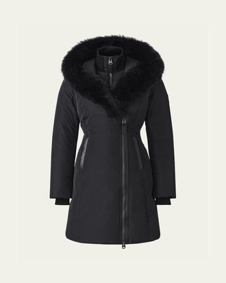 Mackage Kay Layered Parka Coat w/ Shearling Trim