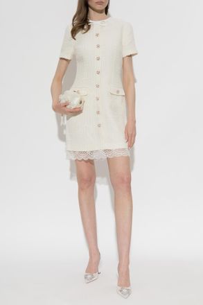 Self Portrait Tweed Dress, Womens, Cream