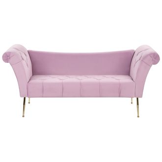 Beliani Beliani - Chaise Longue De Terciopelo Violeta Claro Acolchado Patas De Metal Dorado Nantilly