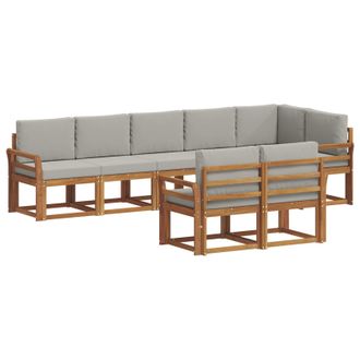 vidaXL Conjunto De Sof&aacute;s De Exterior 8 Pcs Gris Natural Y Claro Vidaxl