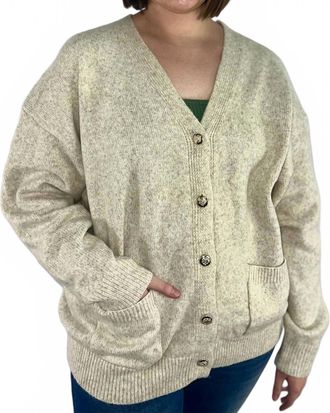 Fate Madeline Wool Cardigan In Soft Oatmeal