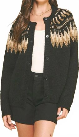 Pinch Design Nordic Fair Isle Cardigan In Black