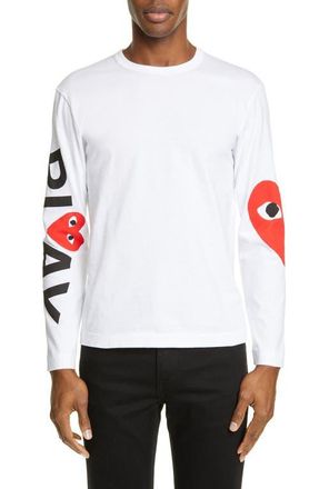 Comme Des Gar&ccedil;ons Logo Long Sleeve Graphic Tee in White at Nordstrom, Size Xx-Large