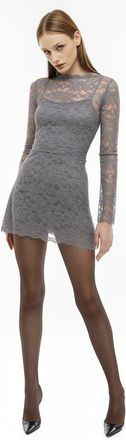 Mother of All Refaela Lace Mini Dress in Grey at Nordstrom, Size Medium Eu