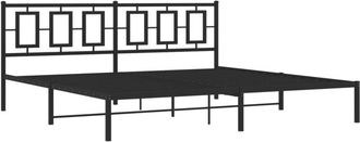 vidaXL Vidaxl - Estructura Cama Sin Colch&oacute;n Con Cabecero Metal Negro 200x200 Cm