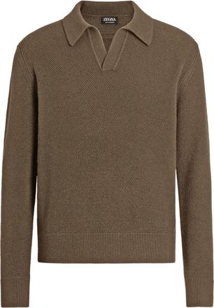 Ermenegildo Zegna Oasi cashmere polo shirt - men - Cashmere - 54 - Brown