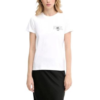 Karl Lagerfeld Tops, Dames, Wit, M, Katoen, T-Shirt Ikon Seasonal