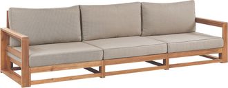 Beliani Sof&aacute; 3 Plazas De Madera De Acacia Clara Certificada Cojines Timor Ii