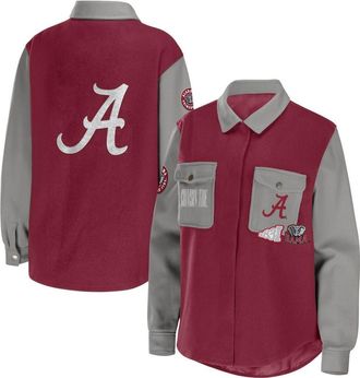 WEAR by Erin Andrews Womens WEAR by Erin Andrews Crimson Alabama Crimson Tide Button-Up Shirt Jacket at Nordstrom, Size Medium