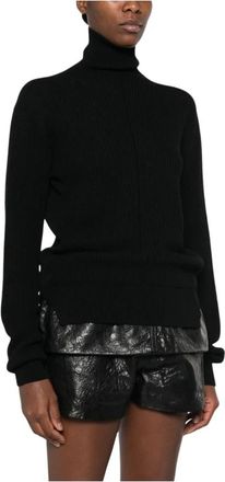 Rick Owens Truien & Vesten, Dames, Zwart, L, Wol, Gebreide coltrui