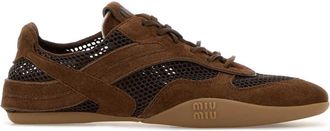 Miu Miu Brown Suede And Mesh Sneakers