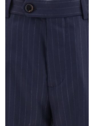 Brunello Cucinelli Mens Pants Batavia Pinstriped Navy Fleece Wool (ovis Aries) Trousers