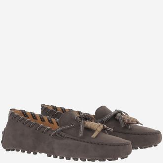 Tod's Womens Loafers Suede Leather Brown Calfskin