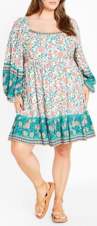 City Chic Aurora Long Sleeve Tiered Minidress in Gardenia at Nordstrom Rack, Size Xs/14W