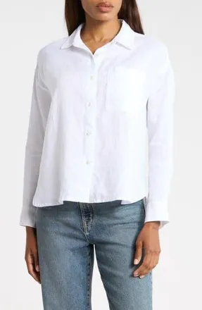 James Perse Linen Button-Up Shirt in White at Nordstrom Rack, Size 1
