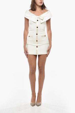 Alessandra Rich Minidress CADY con Dettagli in Satin e Bottoni Frontali Alessandra Rich