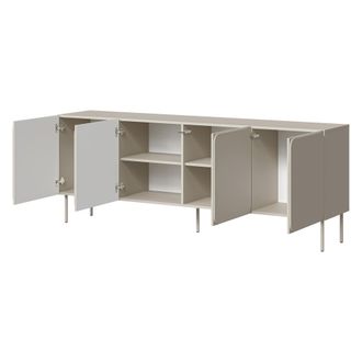 Dmora Aparador Canino, Mueble 2 Estantes, Puertas Batientes, 4 Puertas, 200x42x75h Cm Beige