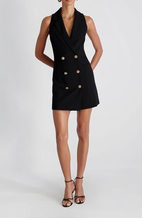 French Connection Whisper Sleeveless Double Breasted Blazer Minidress in Black at Nordstrom, Size 14