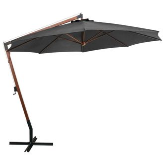 Berkfield Home Hanging Parasol with Pole Anthracite 3.5x2.9 m Solid Fir Wood in Black
