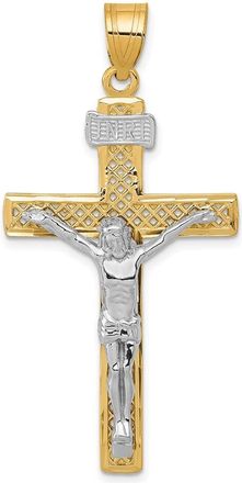 Diamond2Deal 10k Two-tone INRI Crucifix Pendant