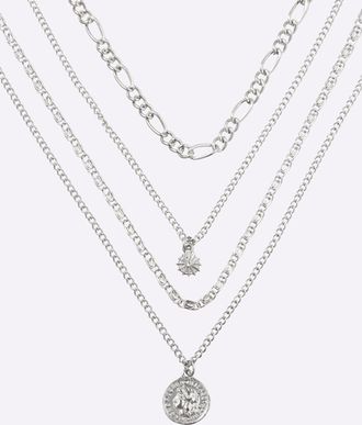 Heine Collier HEINE, Damen, Gr. Glas Metall, silberfarben, Glas, Metall, Halsketten Collier
