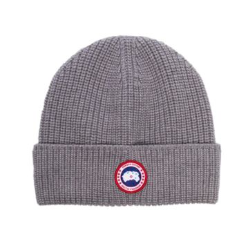 Canada Goose Gorro de Punto con Parche del Logo - Accessories - Hombre - Gris - ONE SIZE
