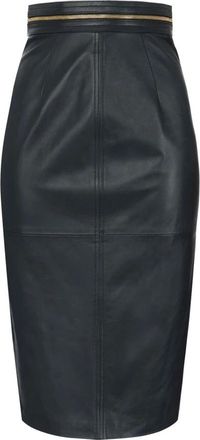 Elisabetta Franchi Rokken, Dames, Zwart, XL, Leer, Leren rok met rits