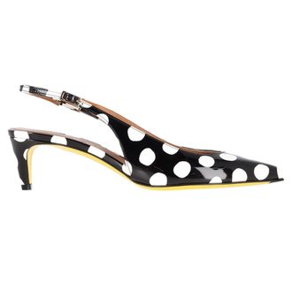 Marni Pre-owned Womens 55mm Polka Dot Slingback Pumps in Black Patent Leather - Size EU 37
