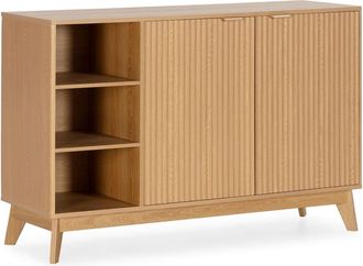 HOMN Aparador 2 puertas 3 huecos efecto Roble