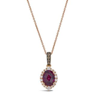 Le Vian Ladies Checkerboard Semiprecious Pendant Necklace set in 14K Strawberry Gold TSSK 71