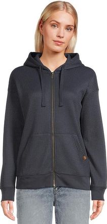 L.L.Bean Birchwood Brushed Waffle Full Zip Hoodie Womens Sweater Carbon Navy : LG, Polyester/Spandex