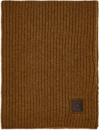 Ferragamo ribbed suede neck scarf - men - Wool/Cashmere - One Size - Brown
