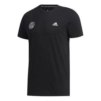 adidas Alphabet Logo Printing Short Sleeve Black FU6219