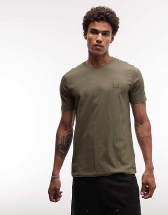 Boss Orange by Hugo Boss Tales - T-shirt kaki con logo-Verde