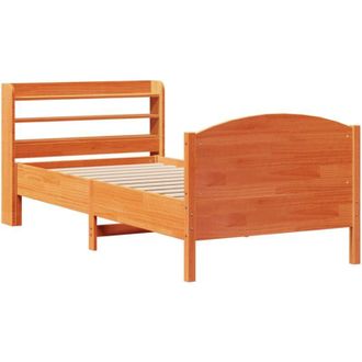 vidaXL Vidaxl - Cama Sin Colch&oacute;n Madera Maciza De Pino Marr&oacute;n Cera 100x200 Cm