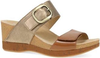 Dansko Shannon Platform Wedge Slide Sandal in Gold/Tan Leather at Nordstrom, Size 10.5-11Us