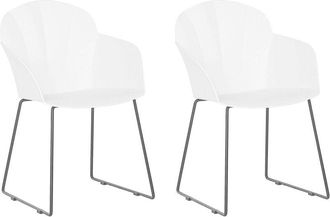 Beliani Beliani - Set 2 Sedie da Pranzo in Materiale Sintetico Bianco Gambe Metallo Nero Sylva