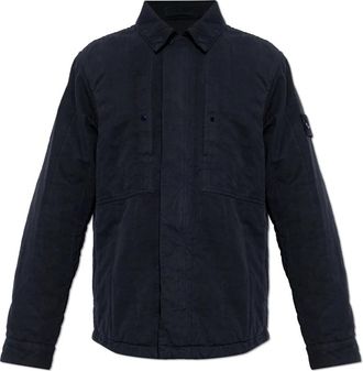 Stone Island Ge&iuml;soleerd jack met logo patch - Heren - Zomerjassen - Blauw - 2XL - Leer - Jassen